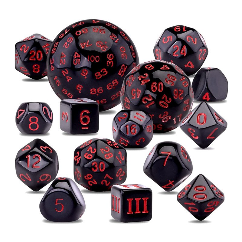 MINI PALENT Acrylic 15pcs DND Dice Set D3-D100 Polyhedral Dice TRPG Table Games Wholesale Acrylic 100 Sides Dice Set D&D Games