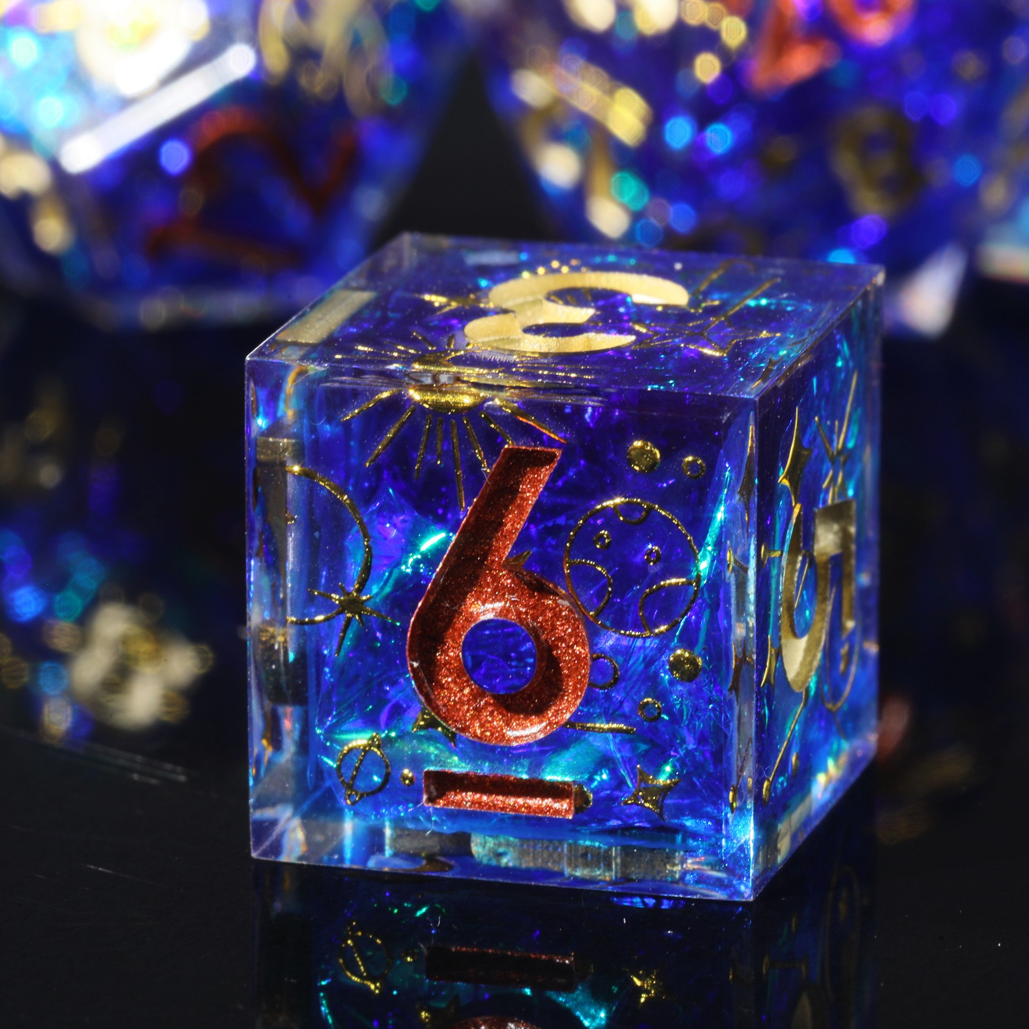 MINI PLANET Dnd Dice Set Wholesale Custom Resin Dice with Sharp Edges For TRPG Handmade Layered stickers Polyhedral Dice Set DND