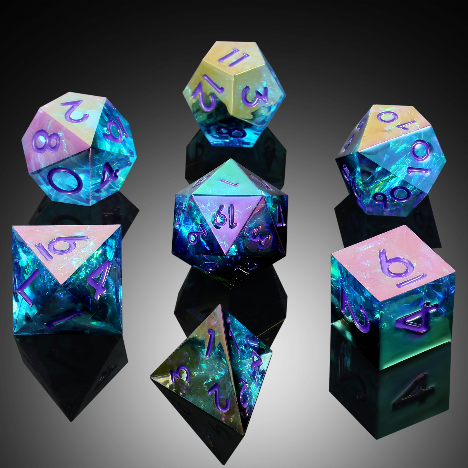 Custom Dnd Roll Dice Holder Handmade Sharp Edge Resin Dice Manufacturers Liquid Core Dice Set D&D for RPG Dungeons and Dragons
