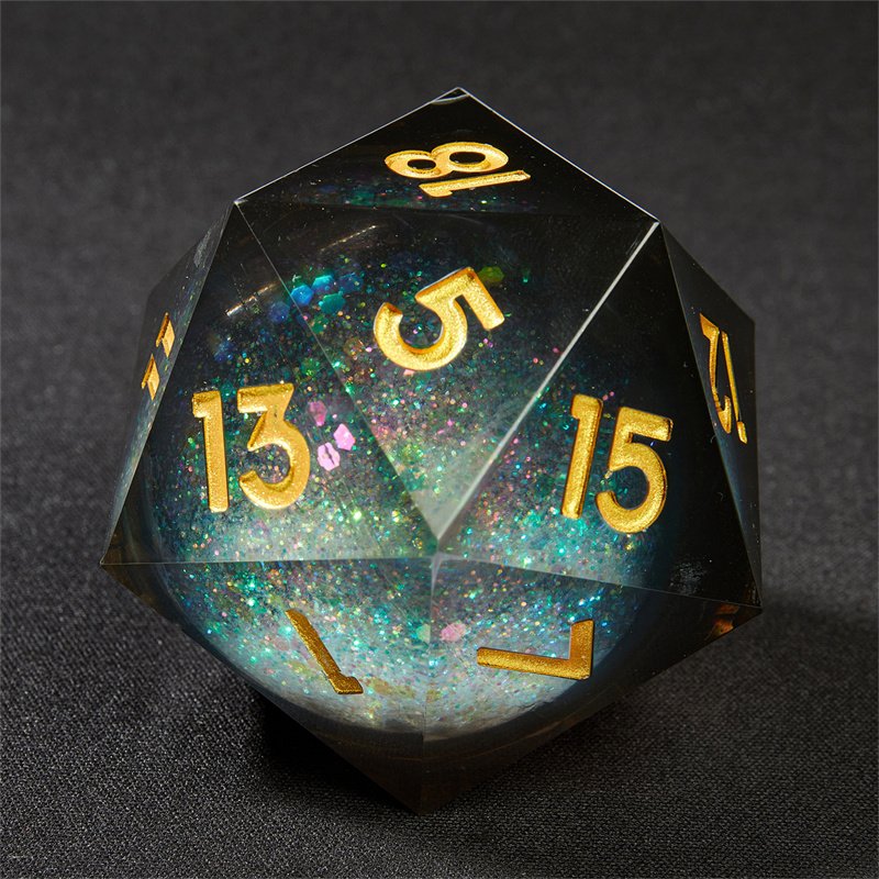 Customized factory wholesale 55mm D20 handmade sharp edge Dnd game dice set liquid core Rpg game dice