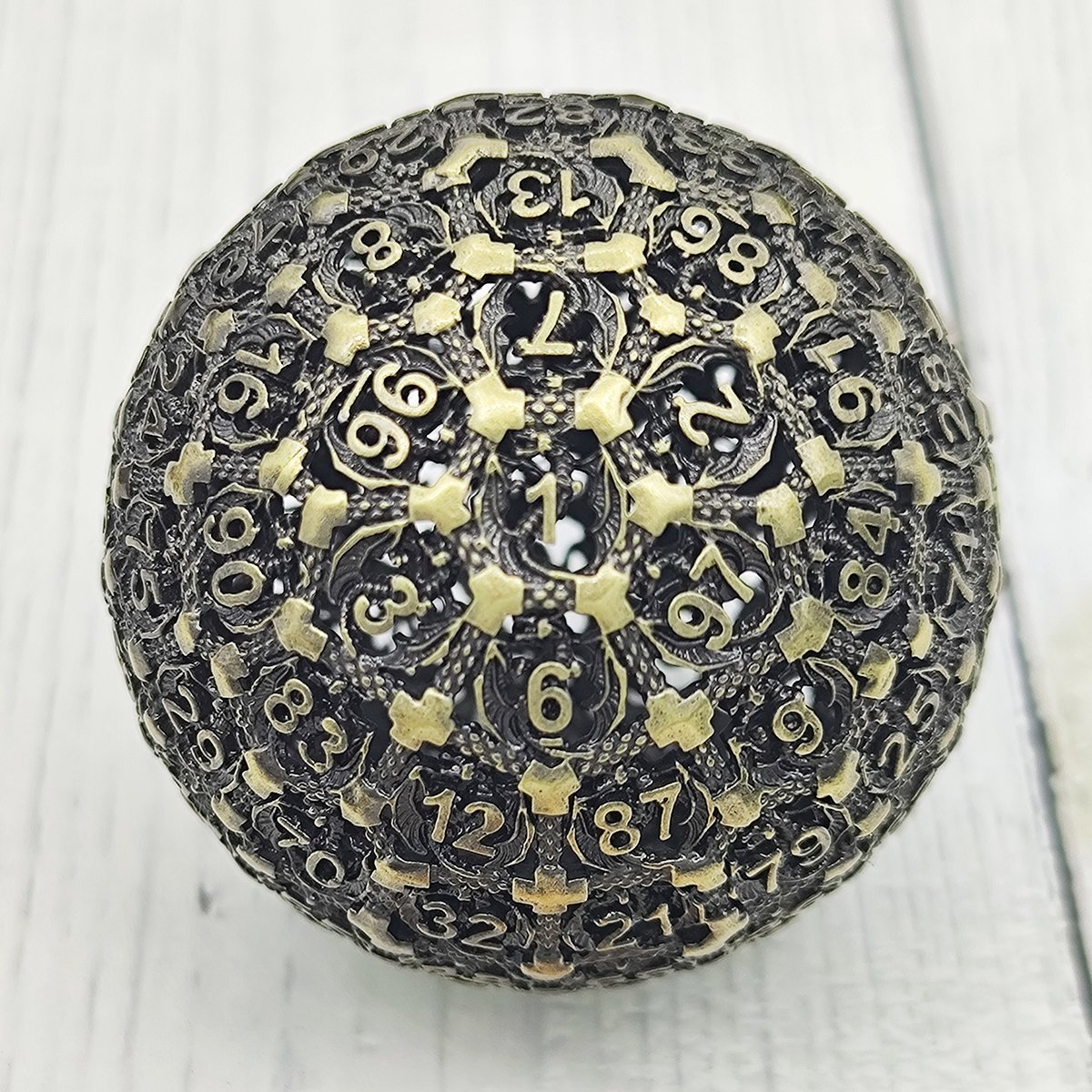 100 Side Hollow D100 Polyhedral Metal Dice Zinc Alloy Polygon Shape for DND/D&D & Pathfinder Role-Playing Games