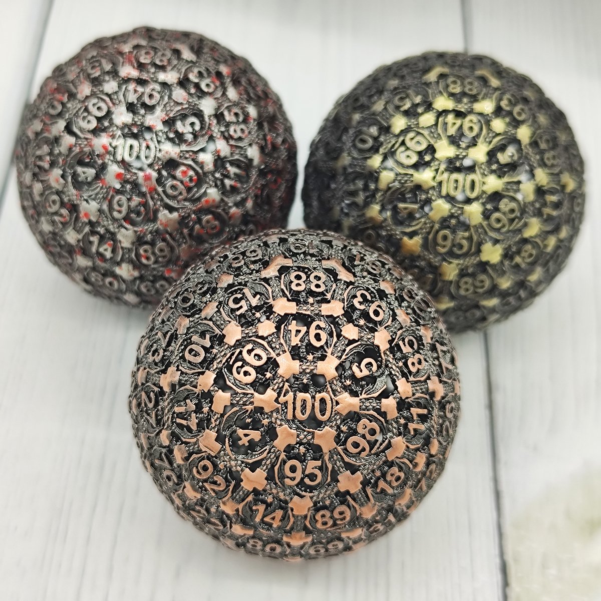 100 Side Hollow D100 Polyhedral Metal Dice Zinc Alloy Polygon Shape for DND/D&D & Pathfinder Role-Playing Games