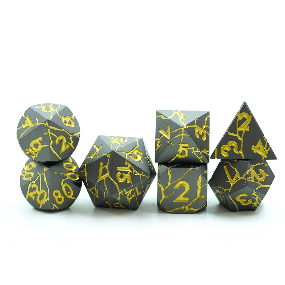 Custom Dnd Metal D&d Dice Set Copper With Plated Gold Purple Flower Dice For Game