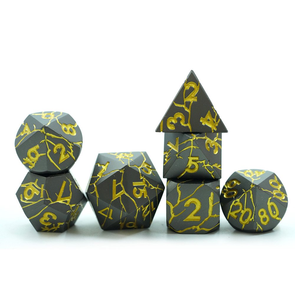 Custom Dnd Metal D&d Dice Set Copper With Plated Gold Purple Flower Dice For Game