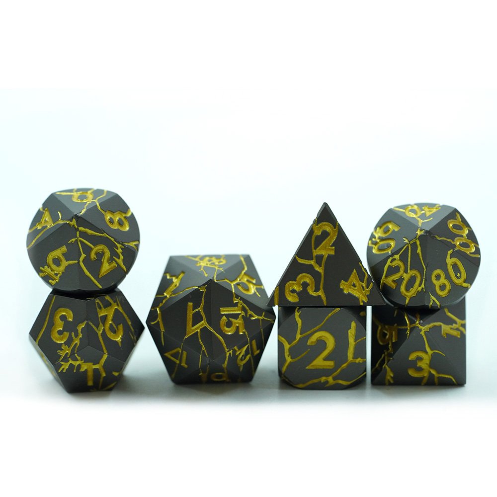Custom Dnd Metal D&d Dice Set Copper With Plated Gold Purple Flower Dice For Game