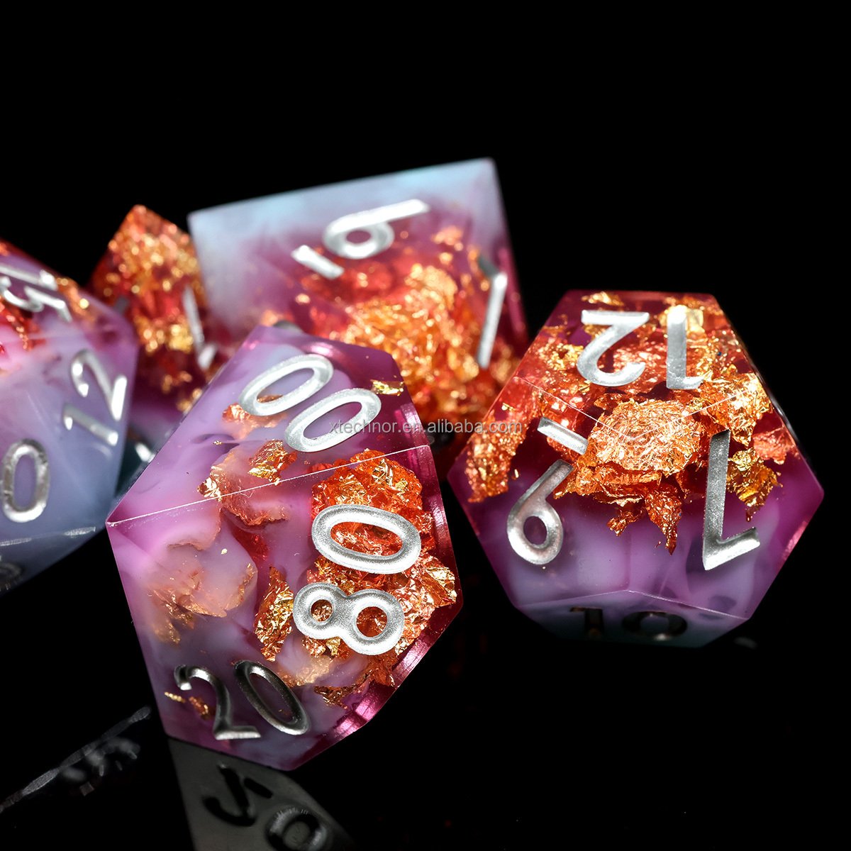 Colourful RPG Resin Dice Sharp Edge D and D Dice Set D20 D12 D10 D8 D6 D4 D100 For DND Board Game-Spring Garden