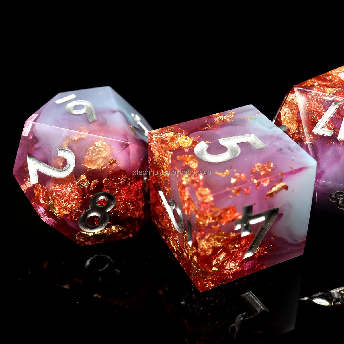 Colourful RPG Resin Dice Sharp Edge D and D Dice Set D20 D12 D10 D8 D6 D4 D100 For DND Board Game-Spring Garden