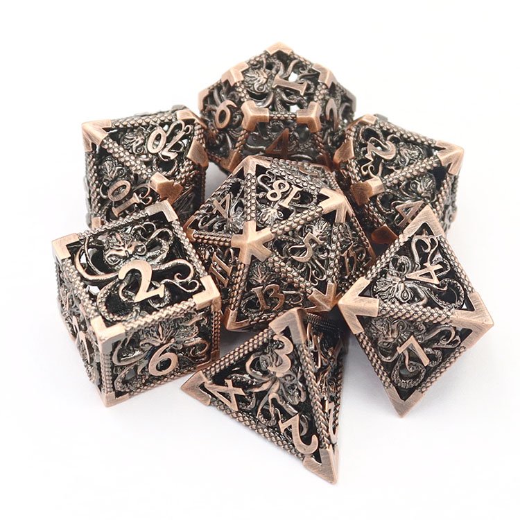 Professional Custom 20mm Polyhedral DND Dice Set D10 D6 D20 Hollow Metal and Plastic Dices for Dungeon and Dragon RPG