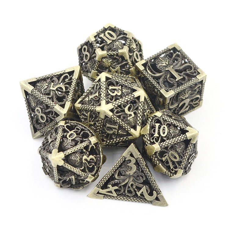 Professional Custom 20mm Polyhedral DND Dice Set D10 D6 D20 Hollow Metal and Plastic Dices for Dungeon and Dragon RPG