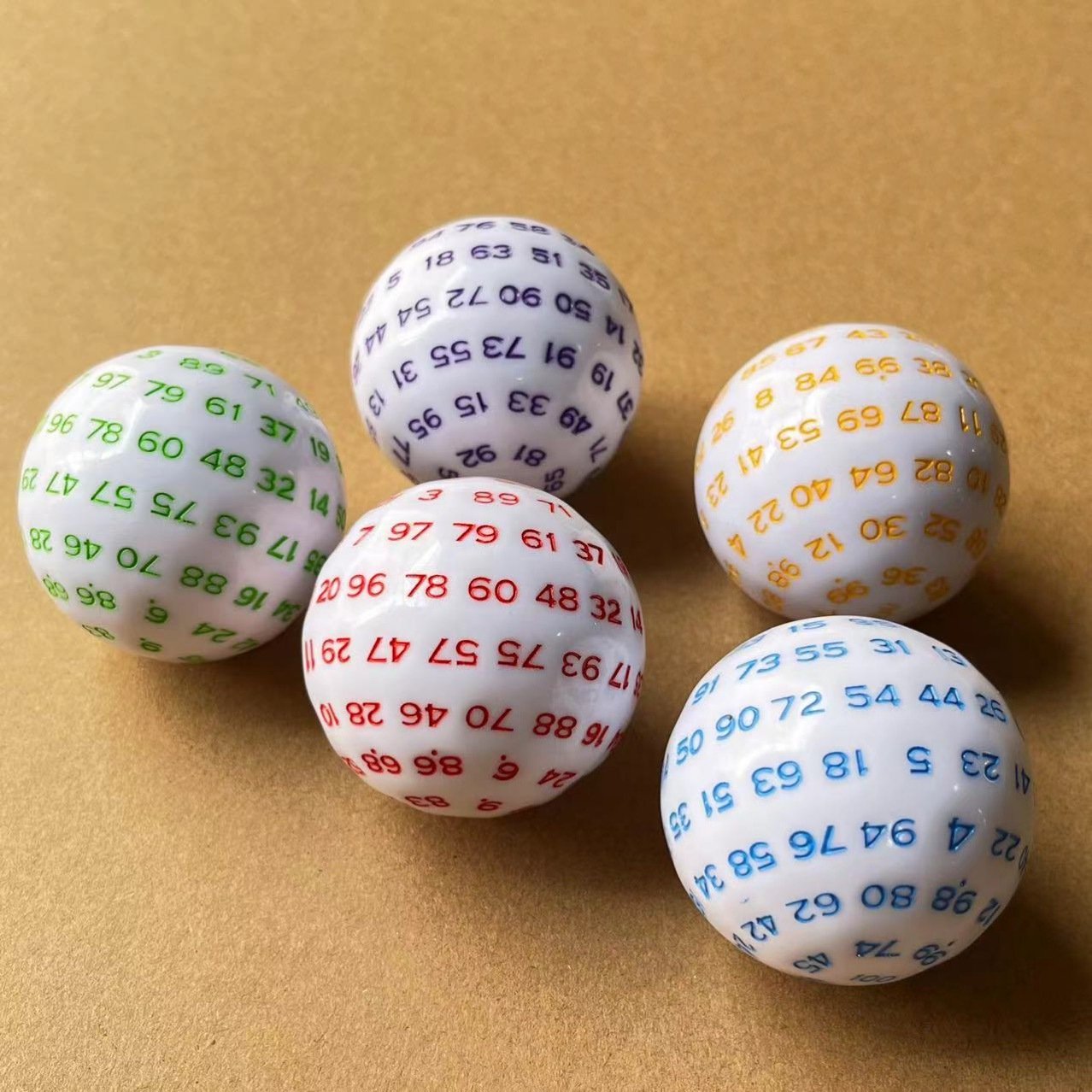 New Style white Game Accessories Board Games 100 Sided D100 Polyhedral Ball dice with colored numbers