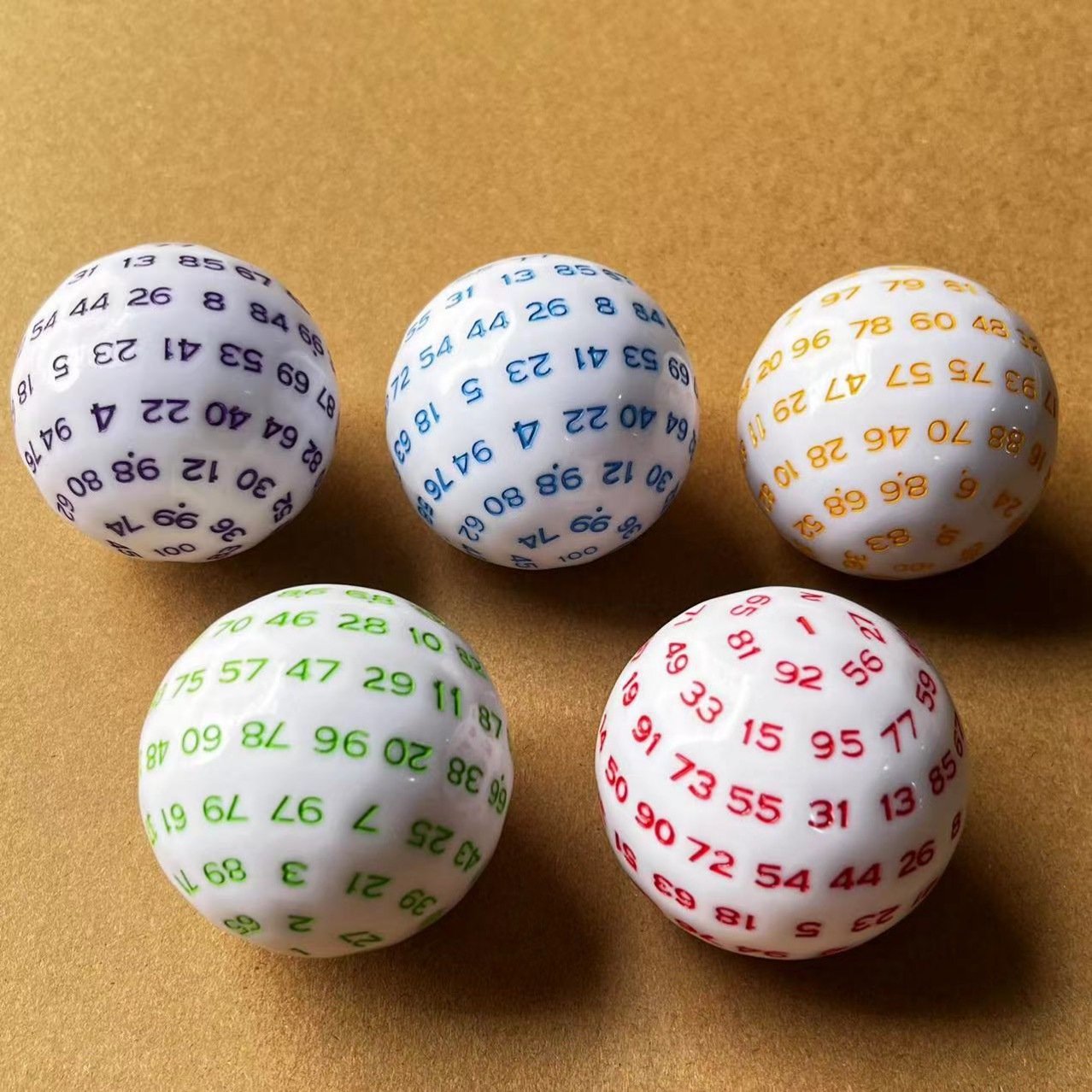 New Style white Game Accessories Board Games 100 Sided D100 Polyhedral Ball dice with colored numbers