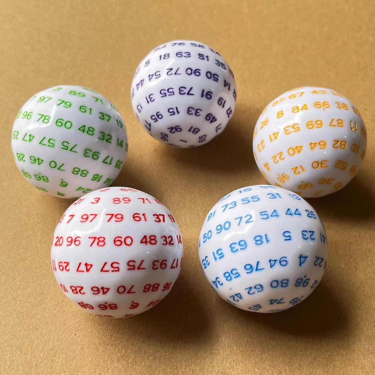 New Style white Game Accessories Board Games 100 Sided D100 Polyhedral Ball dice with colored numbers