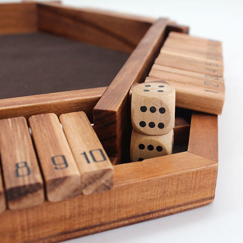 Wooden Shut The Box Board Game Set , Box Packed 1-6 Players with 2 Dices Educational Toys ,Old Fashioned Dice Party Family Fun