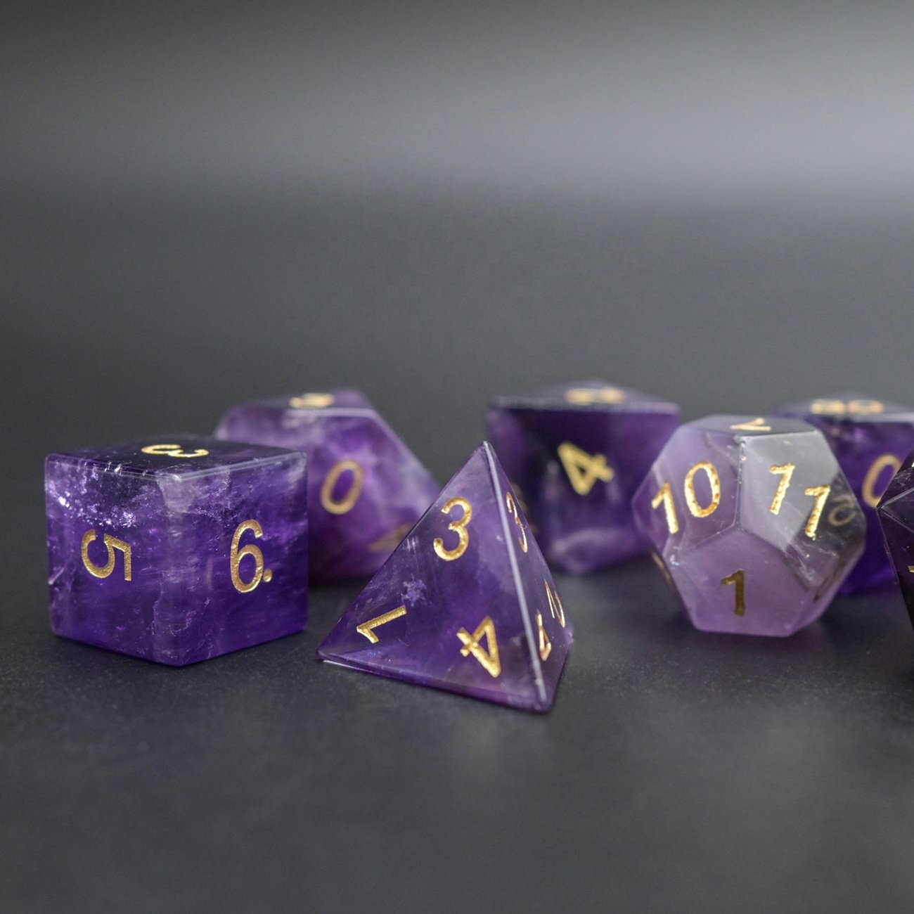 Luxury Gifts Polyhedral Amethyst DND Dice Set 7 Role Playing Game Gemstone Dice