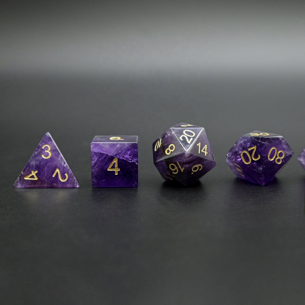 Luxury Gifts Polyhedral Amethyst DND Dice Set 7 Role Playing Game Gemstone Dice