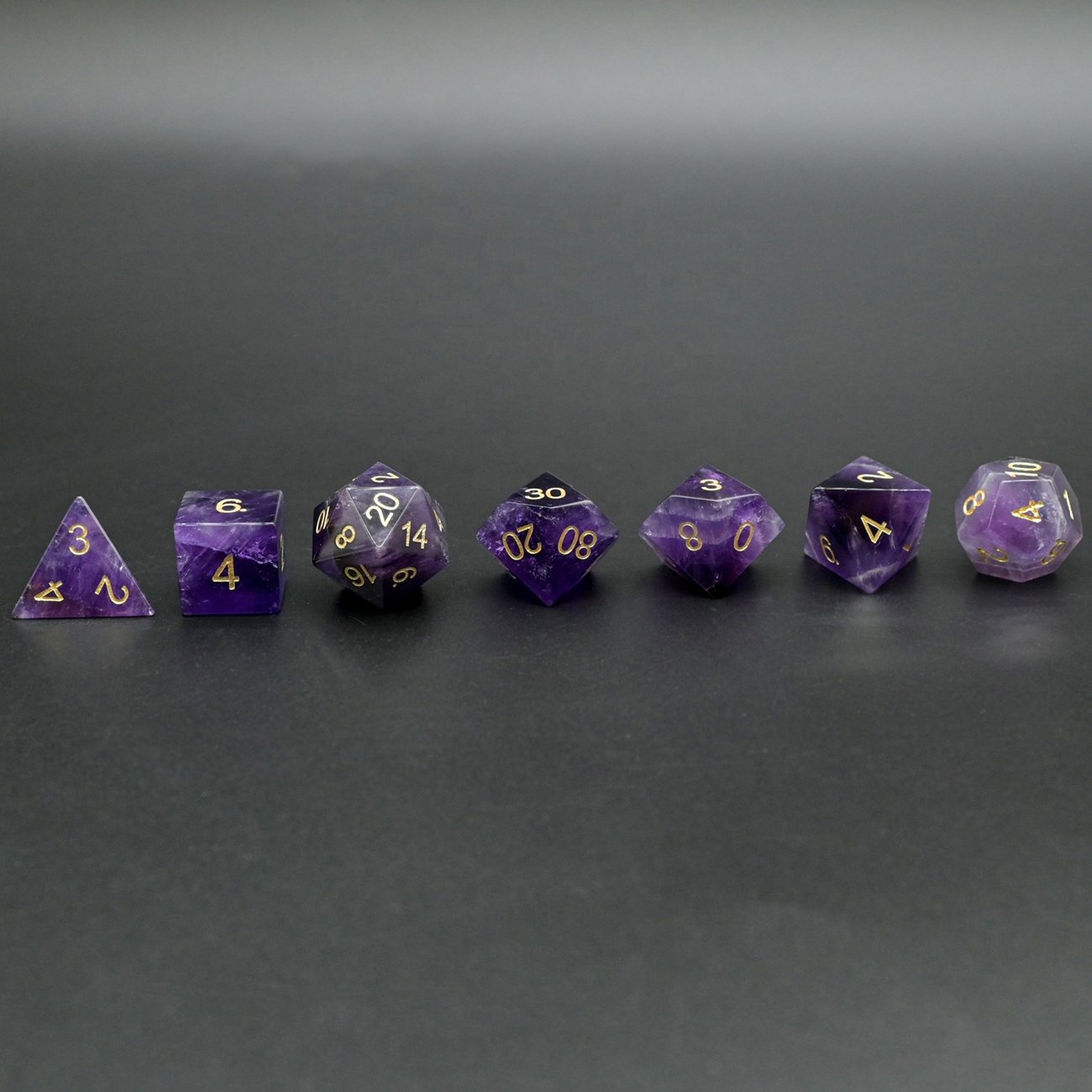 Luxury Gifts Polyhedral Amethyst DND Dice Set 7 Role Playing Game Gemstone Dice