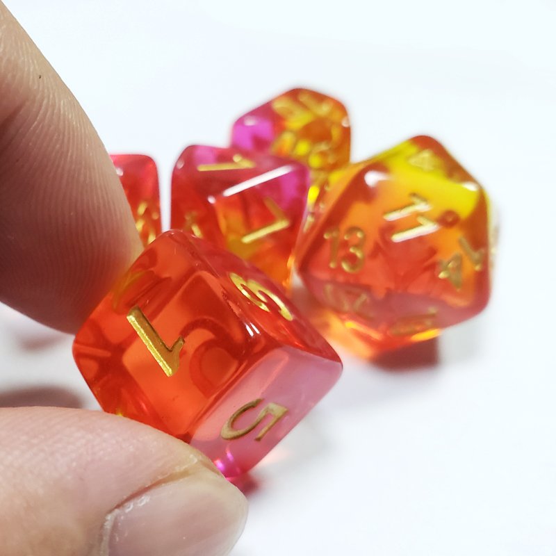 Wholesale Customized 16mm Polyhedral Rounded Corner Translucent Resin Gaming D&D RPG Dice Set