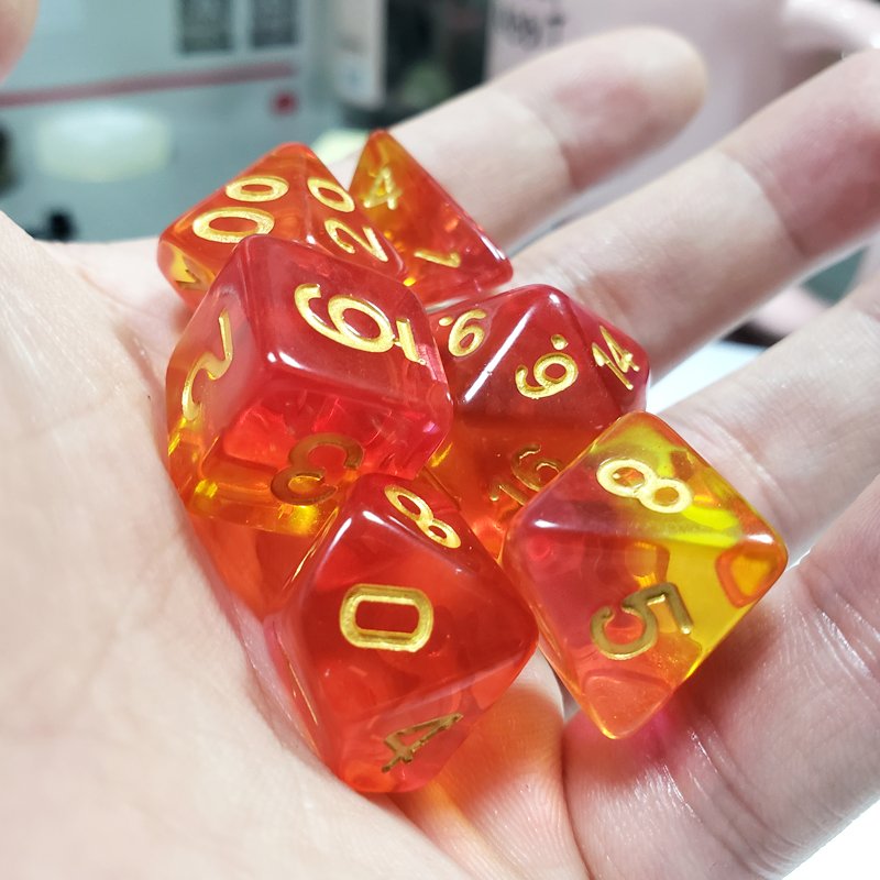 Wholesale Customized 16mm Polyhedral Rounded Corner Translucent Resin Gaming D&D RPG Dice Set