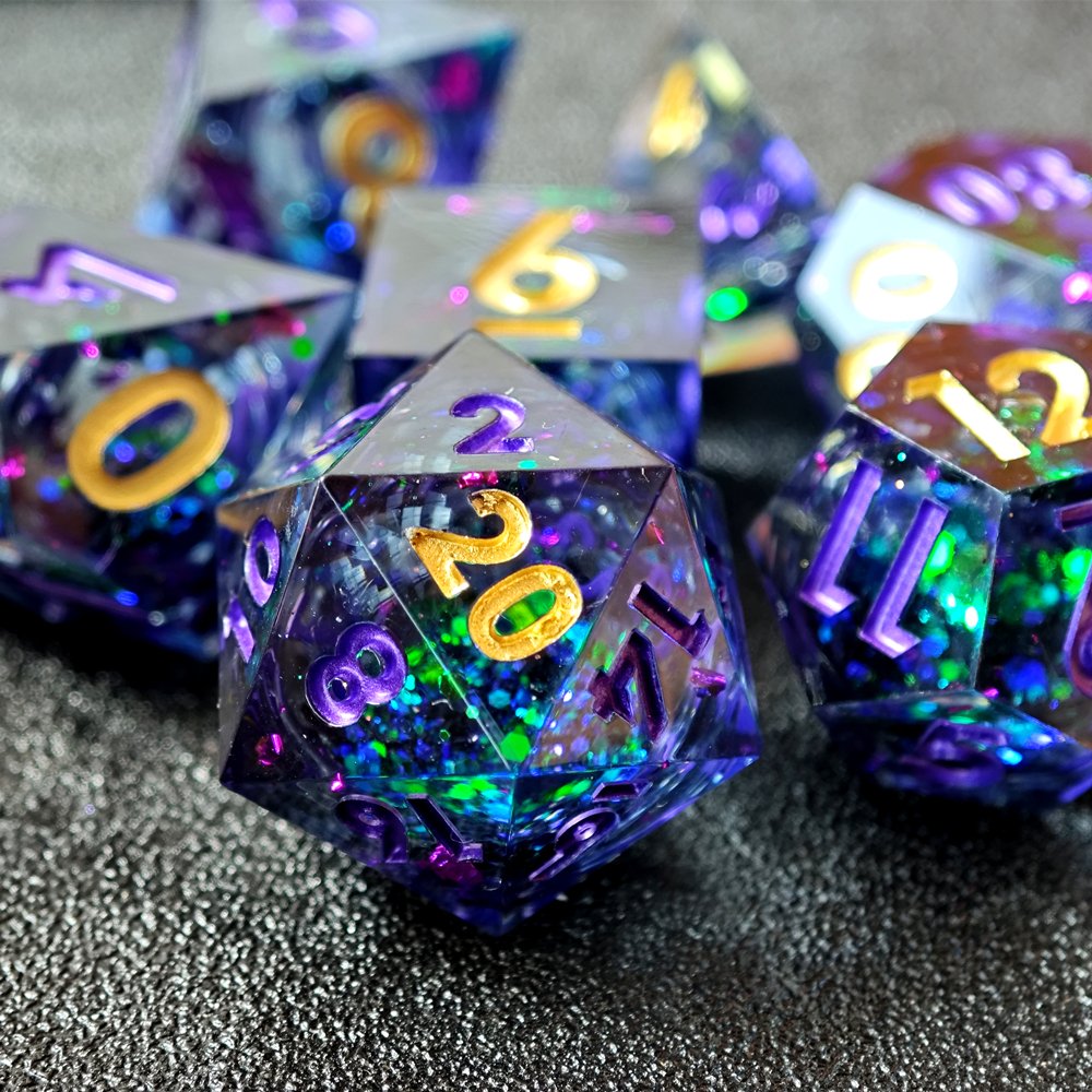 MINI PLANET Polyhedral Liquid Core Dice For TRPG Board Game DND Dice Set 7pcs Wholesale Custom Resin Dice With Sharp edges Games