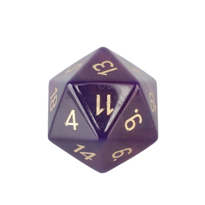 Natural Agate 14mm Purple Round Crystal Dice Set for Dungeons and Dragons