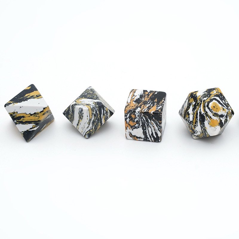 Custom Engraved Dungeons and Dragons DND RPG Board Game Gemstone Dice Polyhedral Artificial Black&Yellow Turquoise Dice Set