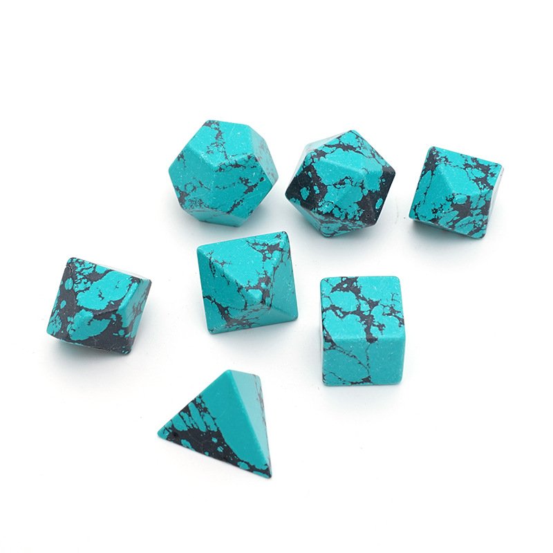 Custom Engraved Dungeons and Dragons DND RPG Board Game Gemstone Dice Polyhedral Artificial Black&Yellow Turquoise Dice Set