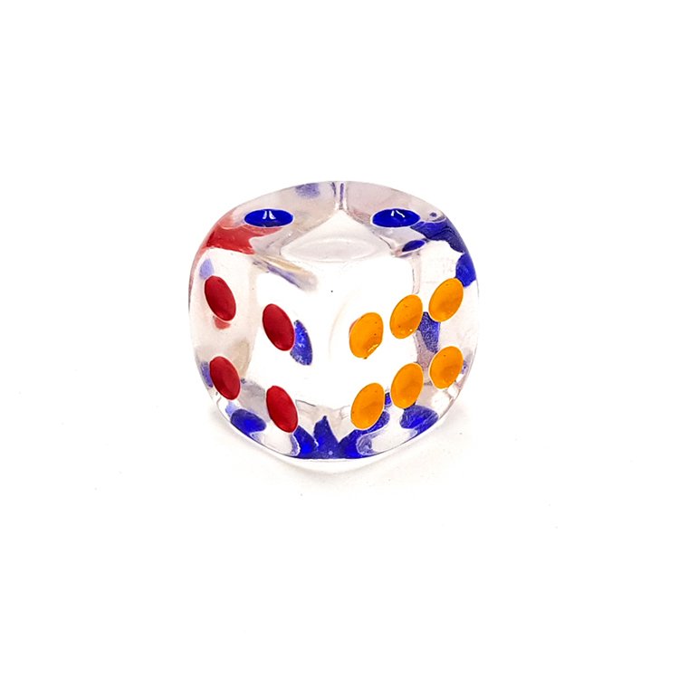 Chinese factory custom transparent casino dice with dots 18mm round D6 eco-friendly plastic dice