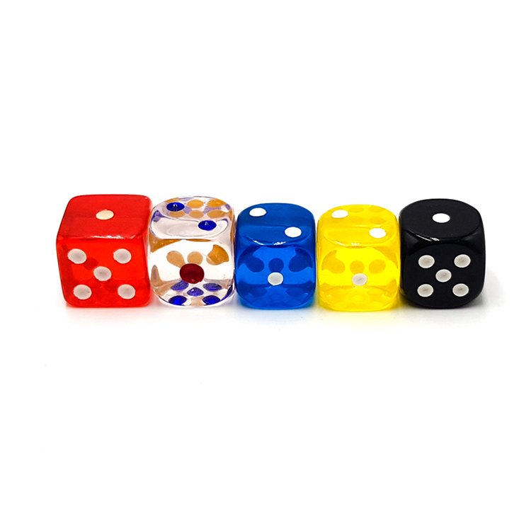 Chinese factory custom transparent casino dice with dots 18mm round D6 eco-friendly plastic dice