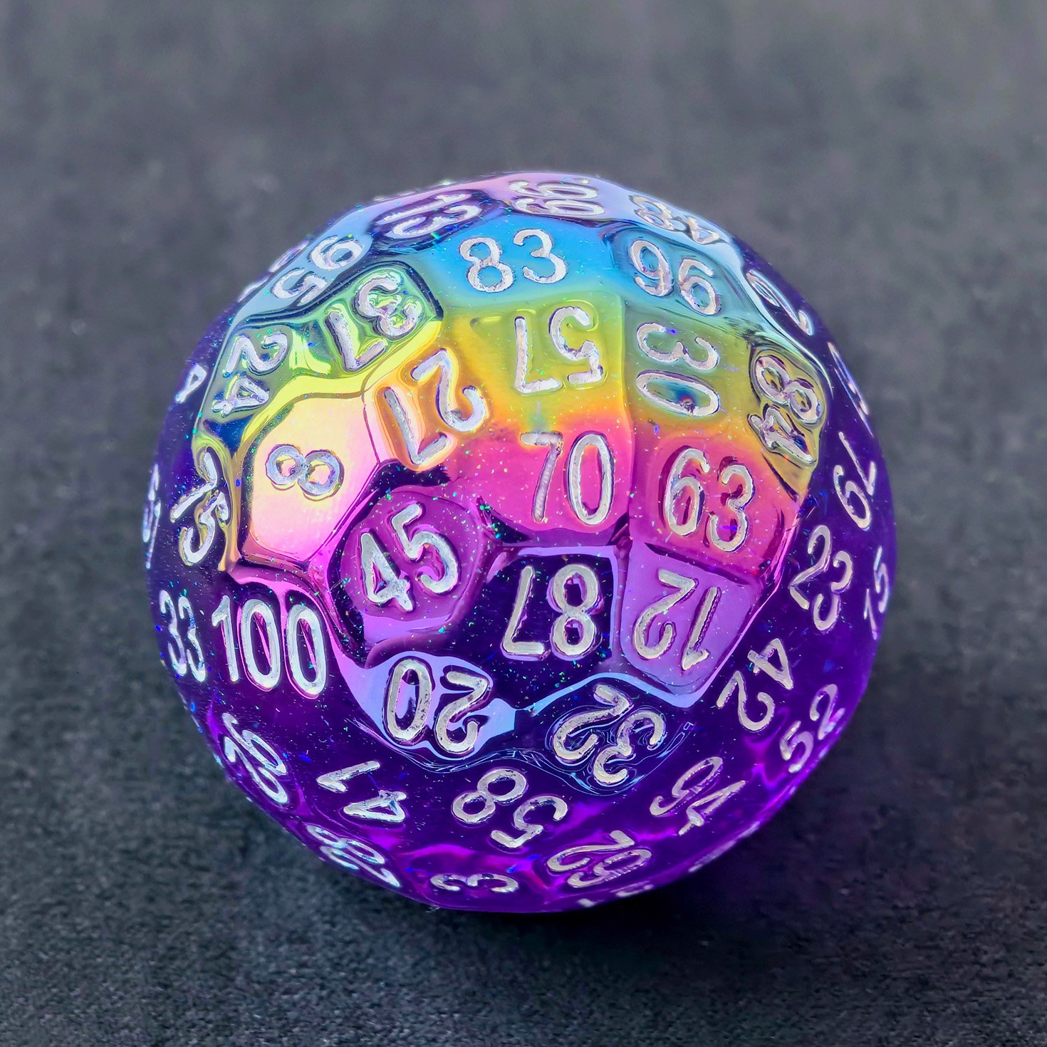 Bescon Dazzling Blue 100 Sided Dice, Game Dice D100, Polyhedral Solid 100 Sides Dice 45MM in Diameter (1.8inch)
