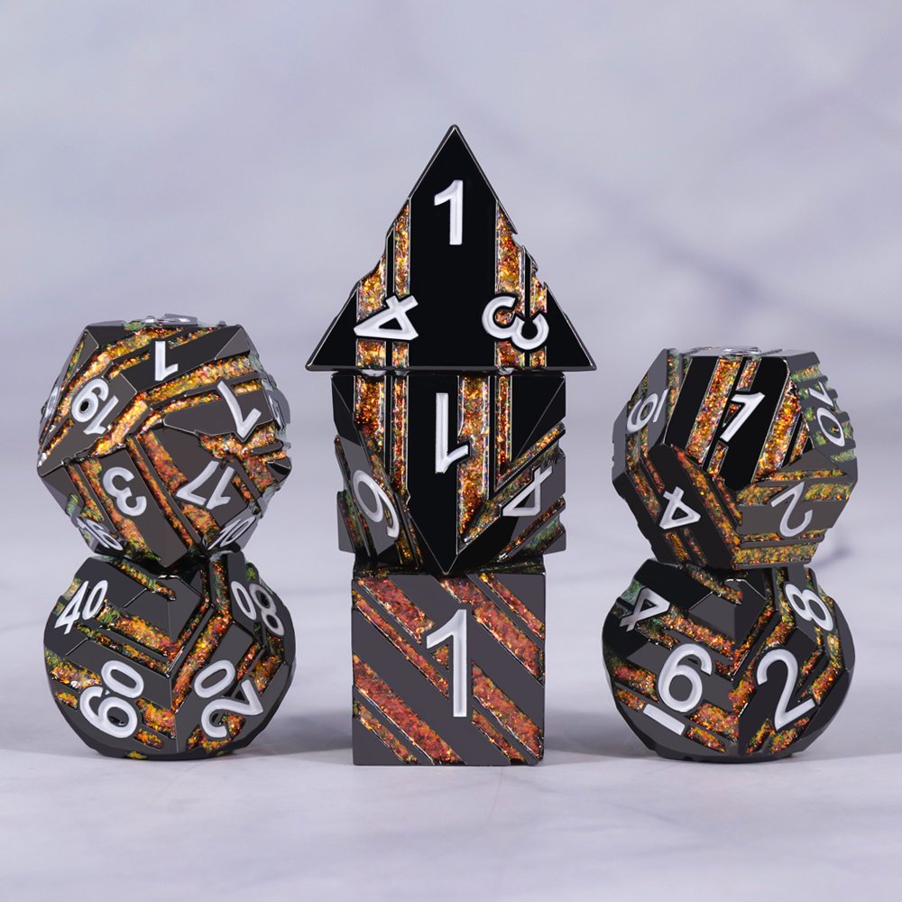 Hard Honeycomb Stripe DND Metal Dice Set 7 PCS Dice for Dungeons and Dragons Table Game
