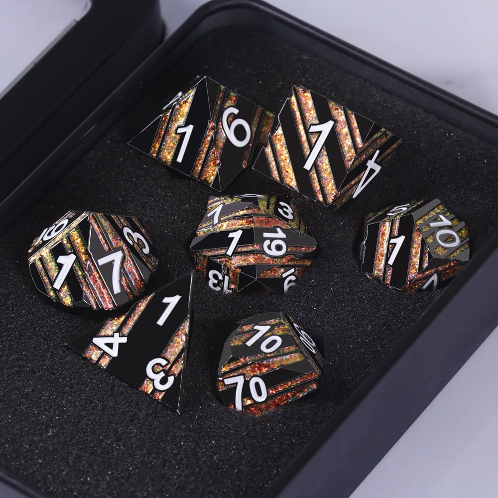 Hard Honeycomb Stripe DND Metal Dice Set 7 PCS Dice for Dungeons and Dragons Table Game