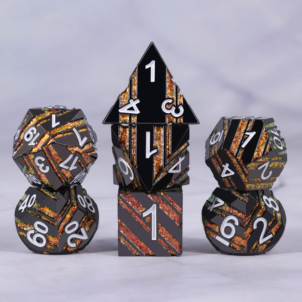 Hard Honeycomb Stripe DND Metal Dice Set 7 PCS Dice for Dungeons and Dragons Table Game