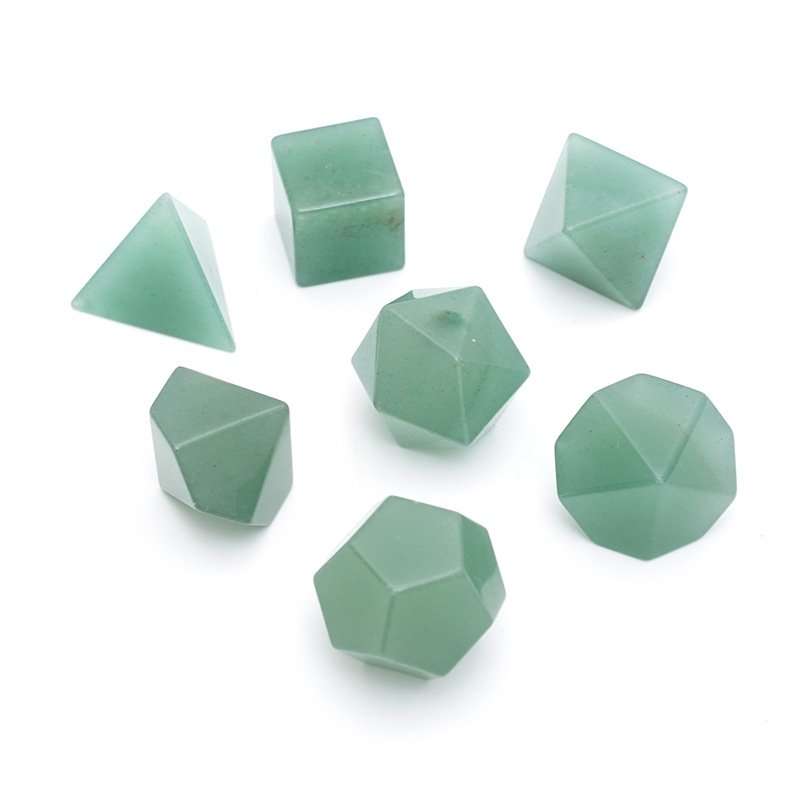 Custom Polyhedral Dungeons and Dragons DND RPG Dice Spiritual Healing Stone Natural Gemstone Green Aventurine Stone Dice Set