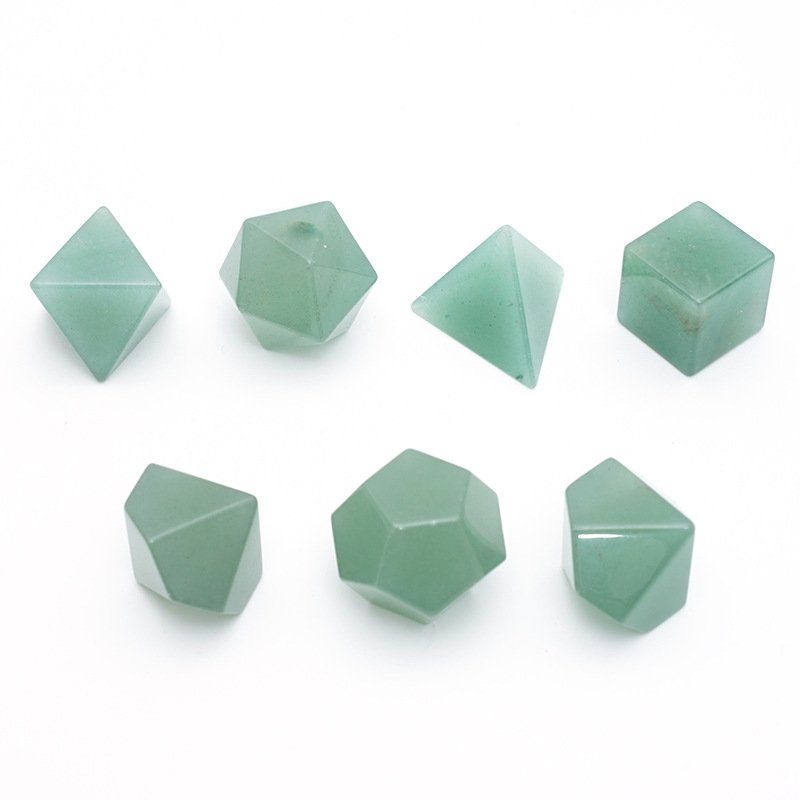 Custom Polyhedral Dungeons and Dragons DND RPG Dice Spiritual Healing Stone Natural Gemstone Green Aventurine Stone Dice Set