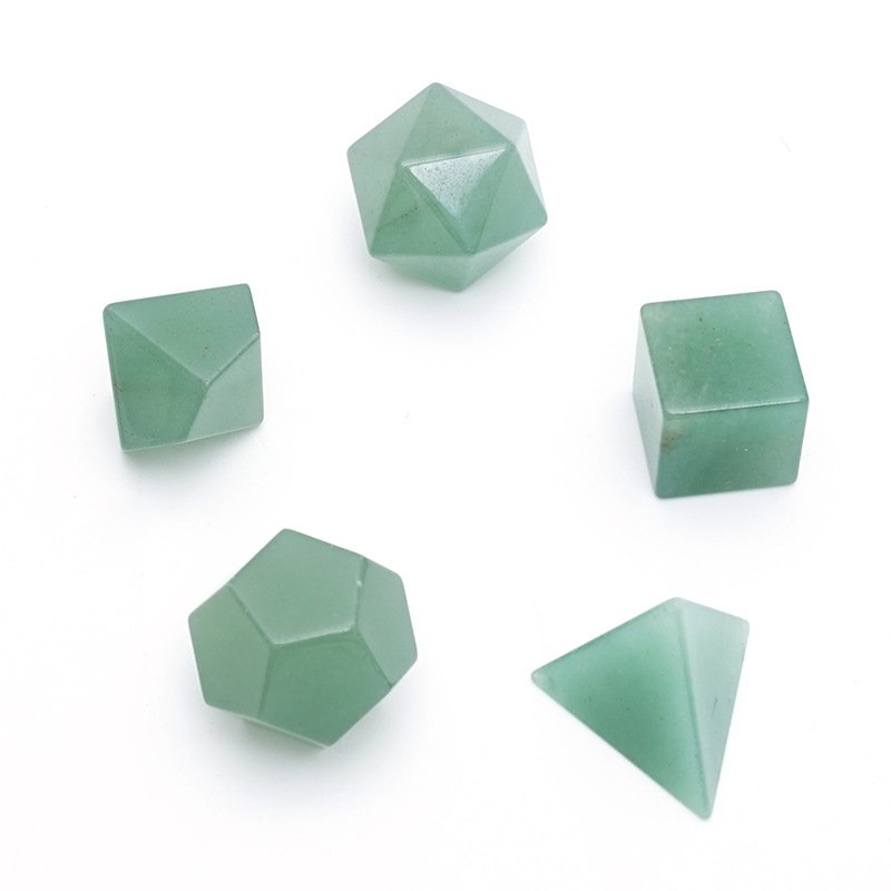 Custom Polyhedral Dungeons and Dragons DND RPG Dice Spiritual Healing Stone Natural Gemstone Green Aventurine Stone Dice Set