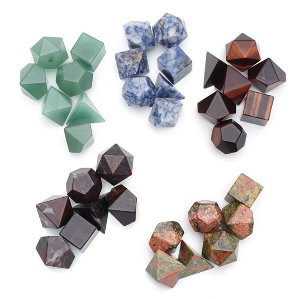 Custom Polyhedral Dungeons and Dragons DND RPG Dice Spiritual Healing Stone Natural Gemstone Green Aventurine Stone Dice Set