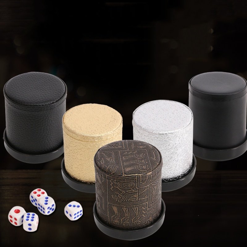 Bar KTV durable multi color leather quite dice cup set brand with tray personalized leather dice cup