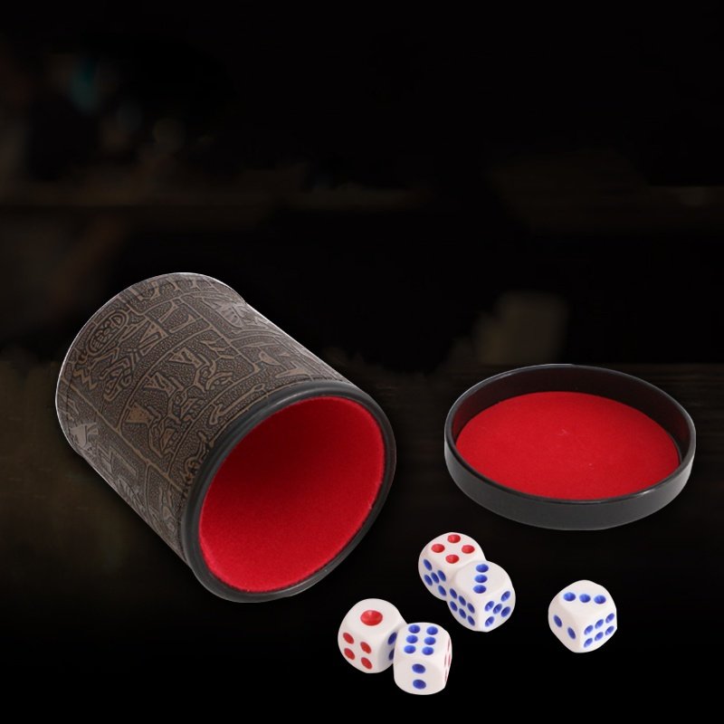 Bar KTV durable multi color leather quite dice cup set brand with tray personalized leather dice cup