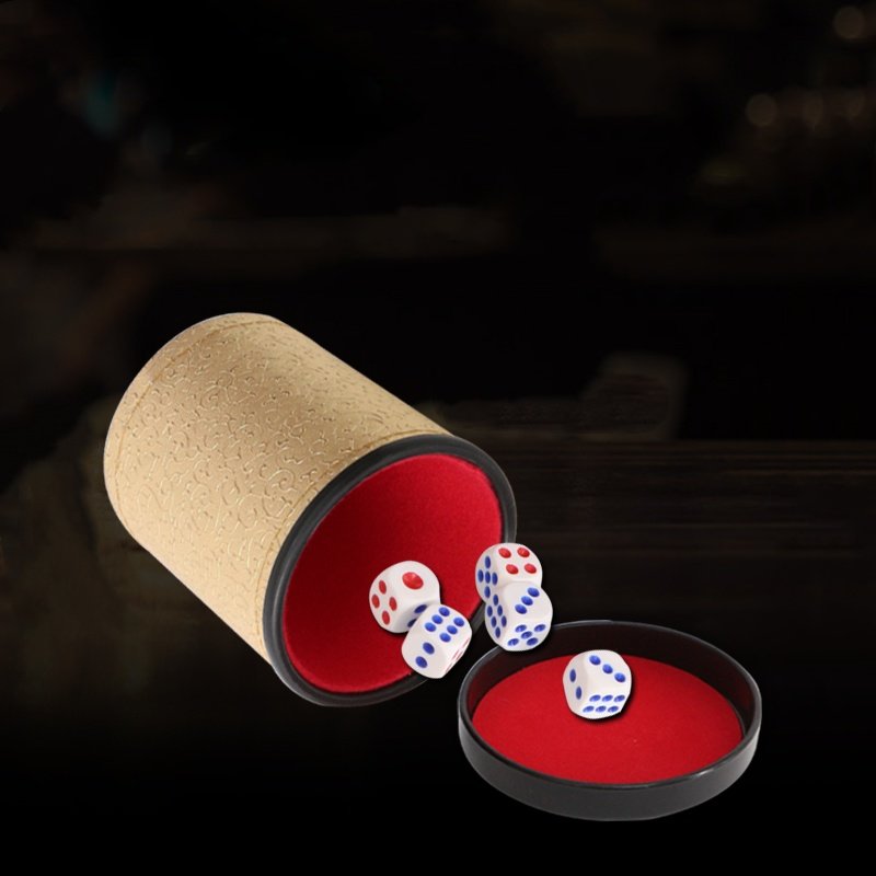 Bar KTV durable multi color leather quite dice cup set brand with tray personalized leather dice cup