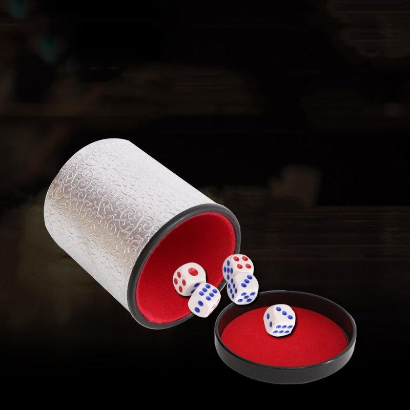 Bar KTV durable multi color leather quite dice cup set brand with tray personalized leather dice cup
