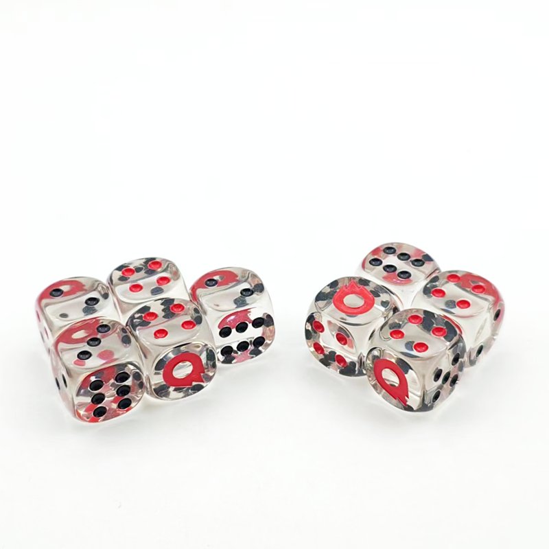family pub board game essential accessory round edge engrave clear glitter acrylic resin dice adult games poker point dice set