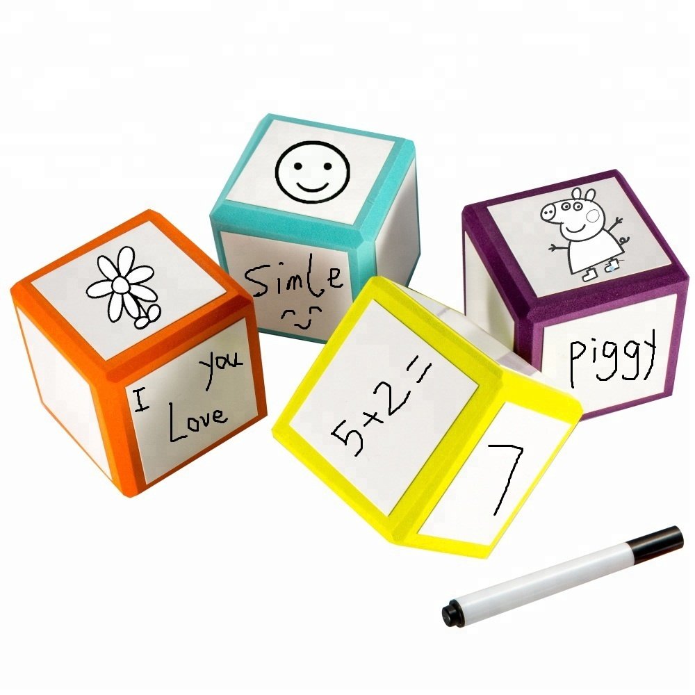 Factory Customized children's education products learning teaching auxiliary color EVA foam cube foam dice Dry Erase Dice Blocks