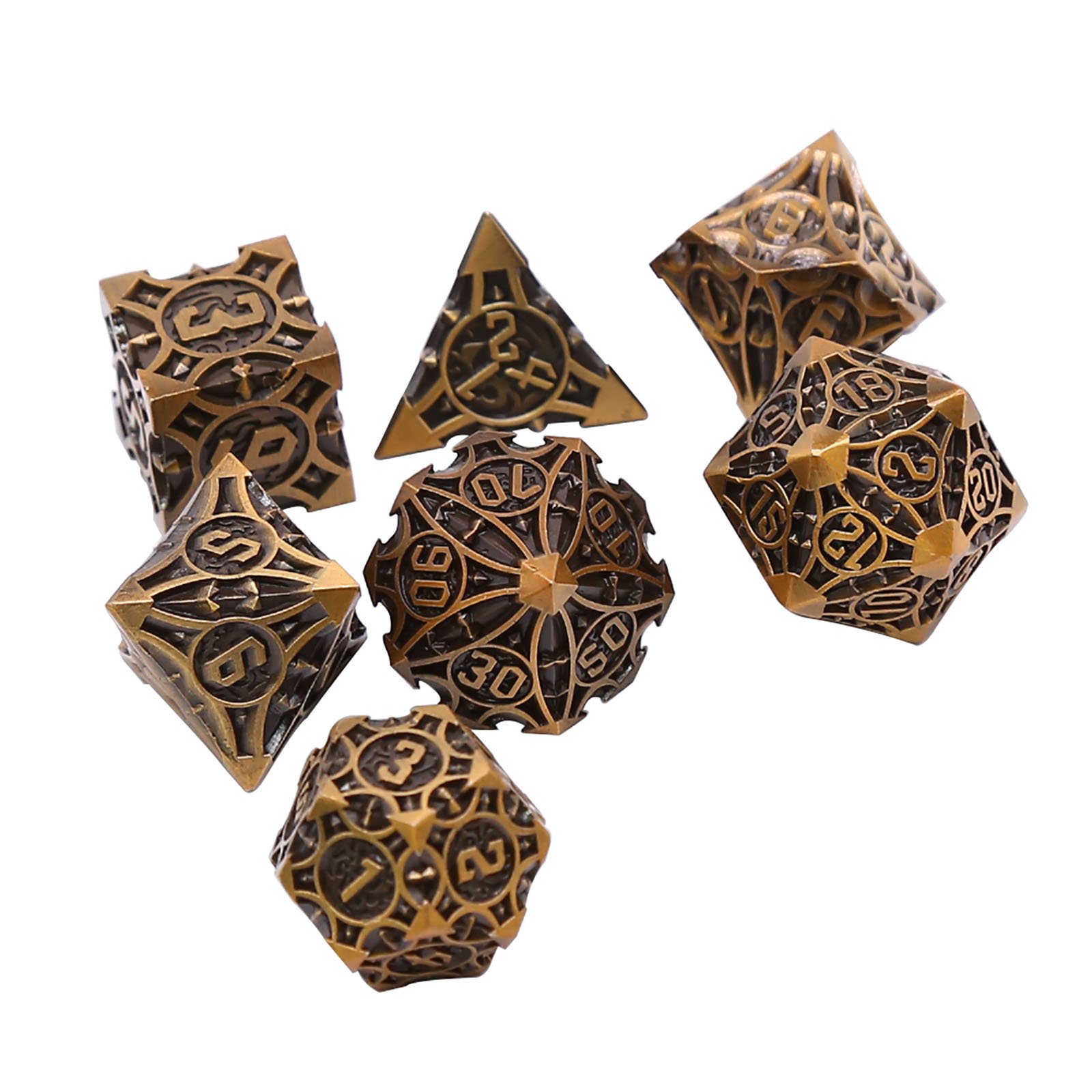 Zinc Alloy DND Metal Dice D4 D6 D8 D10 D12 D20 Polyhedral 7pcs D&D Dices Sets