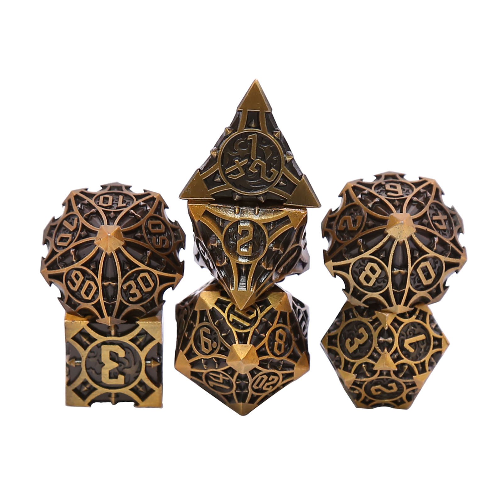 Zinc Alloy DND Metal Dice D4 D6 D8 D10 D12 D20 Polyhedral 7pcs D&D Dices Sets