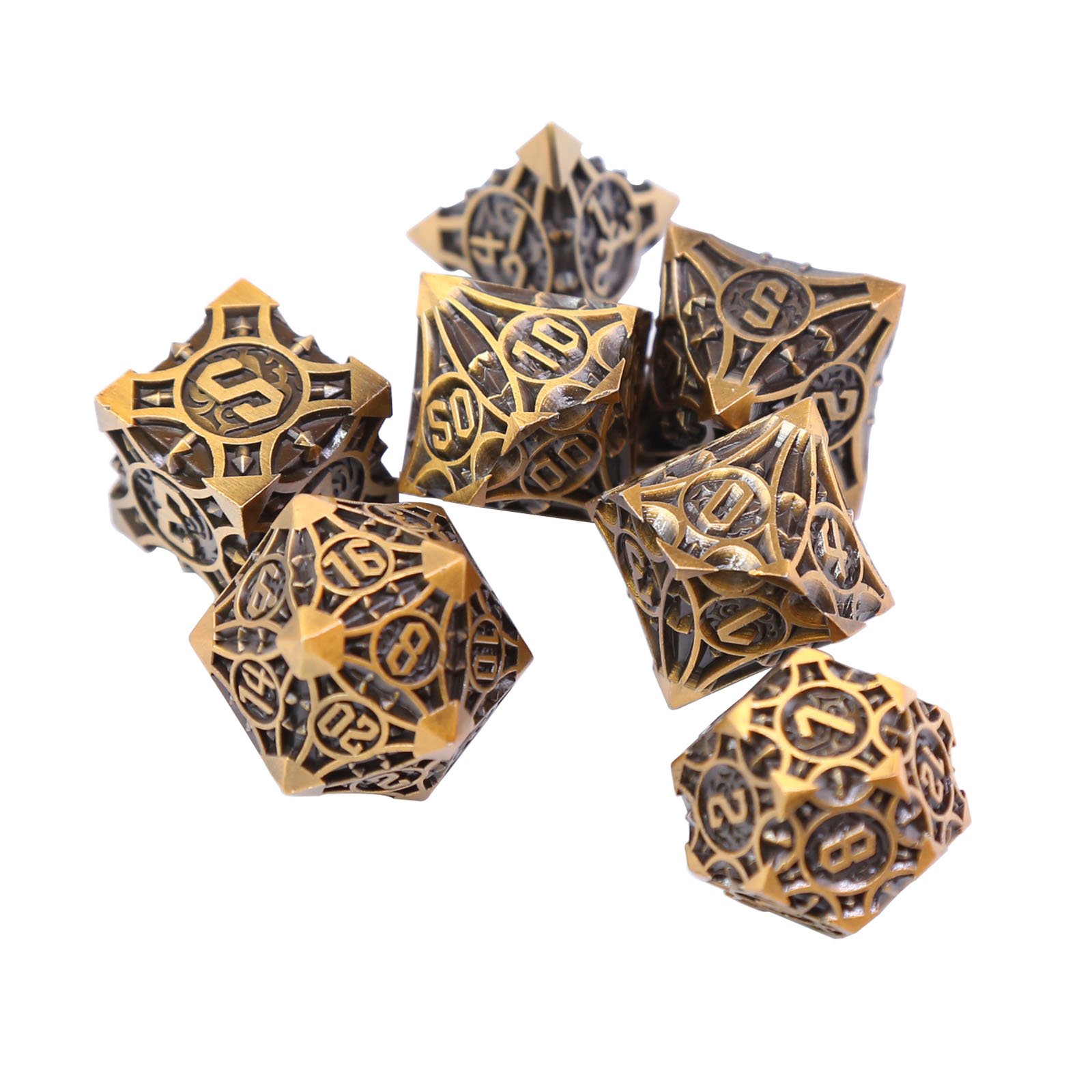 Zinc Alloy DND Metal Dice D4 D6 D8 D10 D12 D20 Polyhedral 7pcs D&D Dices Sets