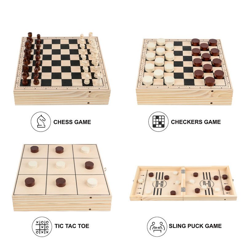 3 in 1 and 4 in 1 Travel Magnetic Chess, Checkers, Backgammon Chess Game Set with Chess Board