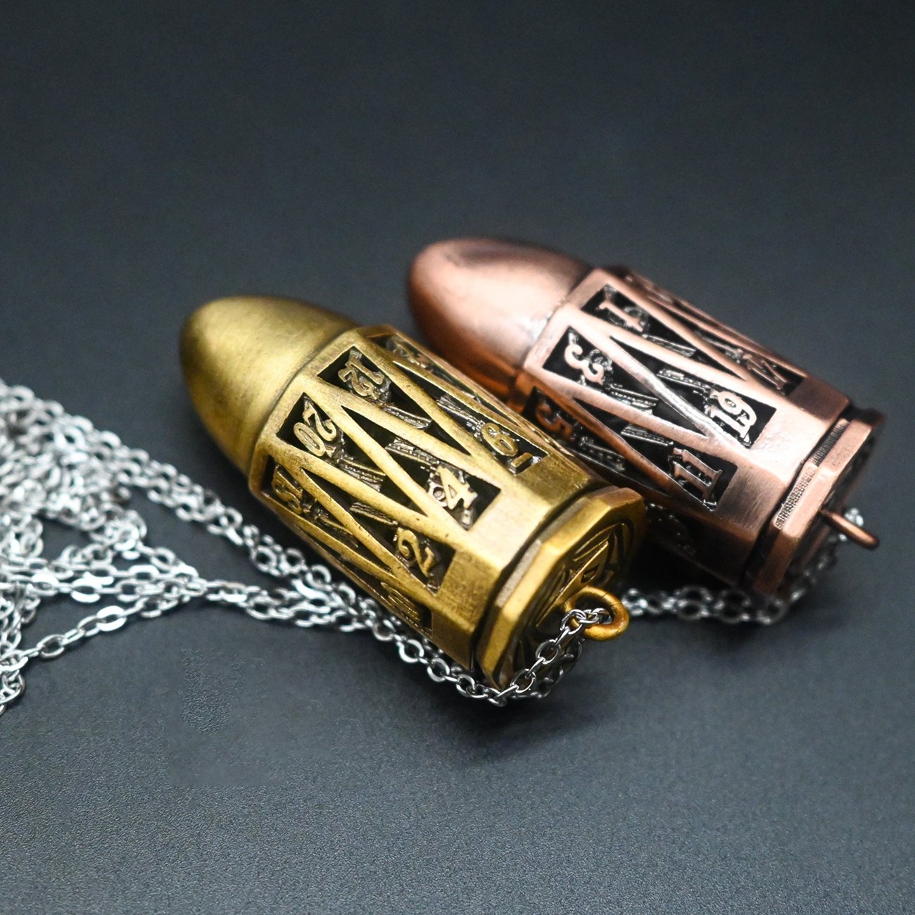 Charming Dice Jail Shape D20 Bullet Dice Necklace Decoration DND Mini Dice Storage Box for Role Playing Gamer Lover