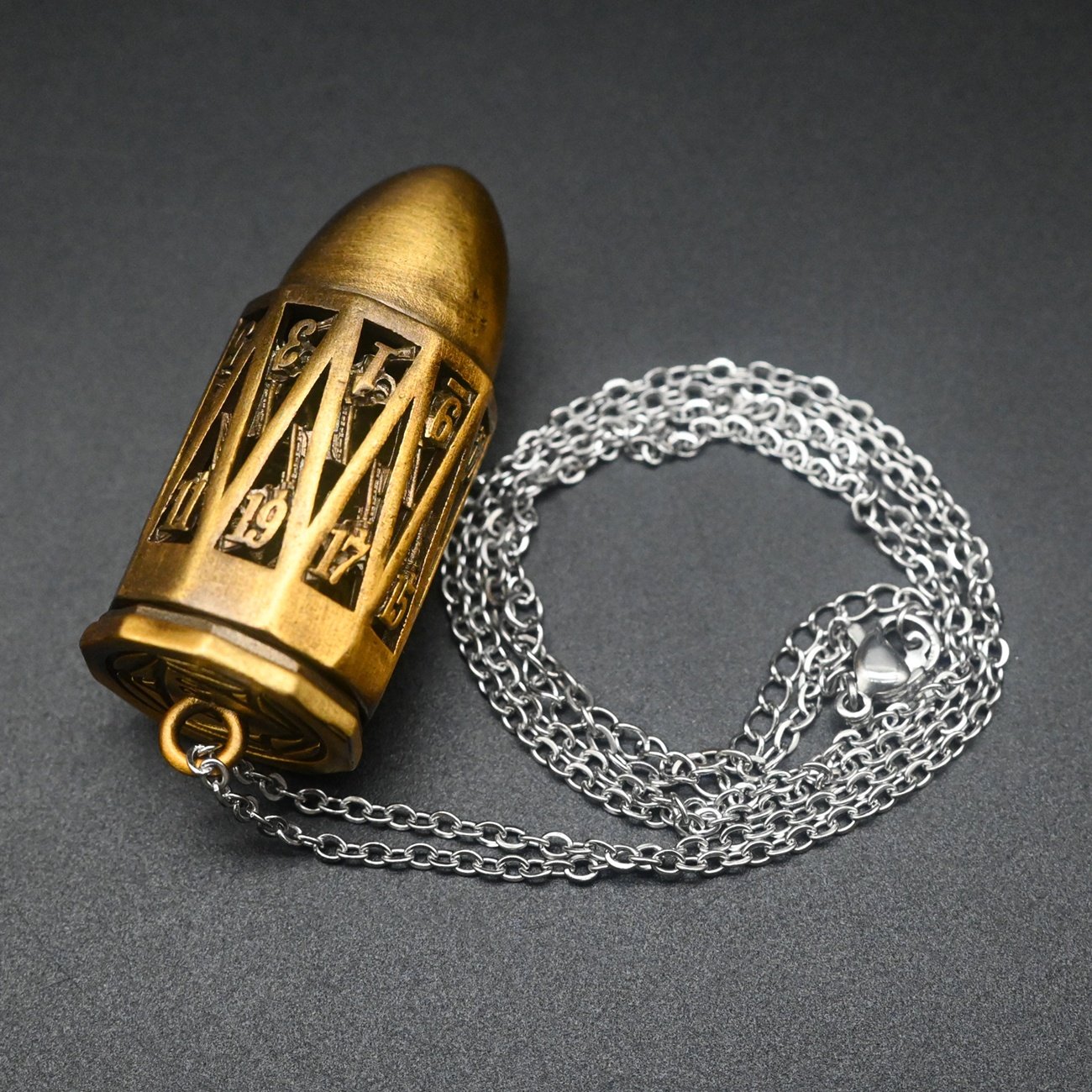 Charming Dice Jail Shape D20 Bullet Dice Necklace Decoration DND Mini Dice Storage Box for Role Playing Gamer Lover