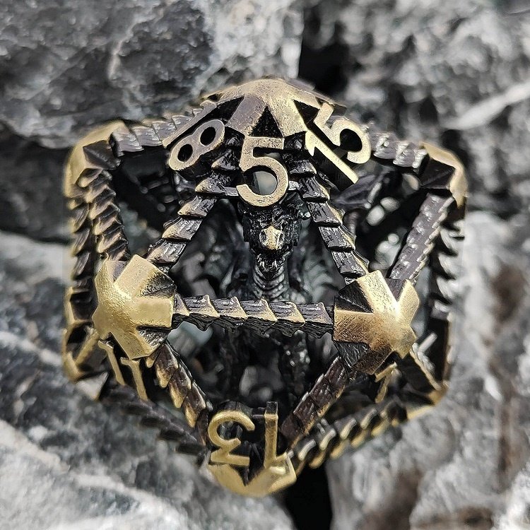 Manufacturer Price D20 Hollow Whole Dragon DND Metal Dice for Table Game