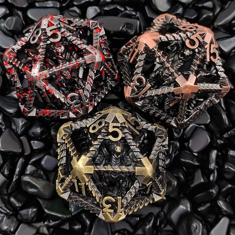 Manufacturer Price D20 Hollow Whole Dragon DND Metal Dice for Table Game